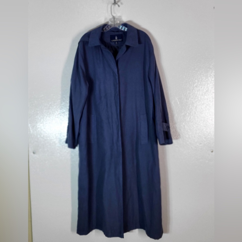 London Fog Waterproof Gray Trench Coat RN 34460 Women's Size 14 R Hood Lined